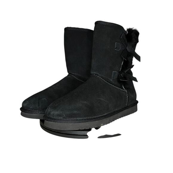 Womens Koolaburra by UGG Suede Bailey Bow Boots Size 9 Black - Picture 2 of 6